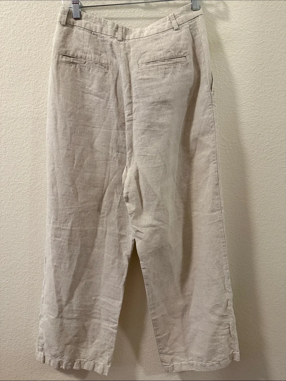 Reformation Wide-Leg Linen Blend Pants in Light Beige